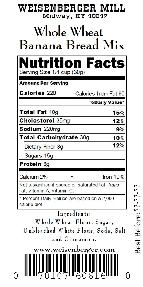 WHOLE WHEAT BANANA BREAD MIX